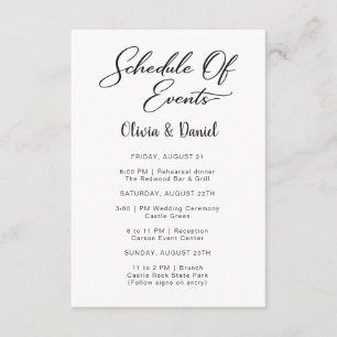 Personalized Wedding Weekend Itinerary Enclosure Card