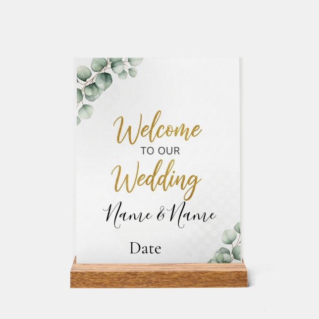 Personalized Wedding Welcome  Acrylic Sign (Front)