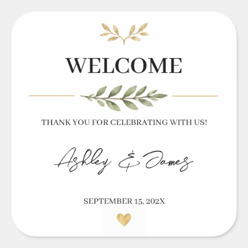 Personalized Wedding Welcome Stickers Greenery