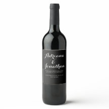 Personalized Wedding Wine Bottle with Custom Black