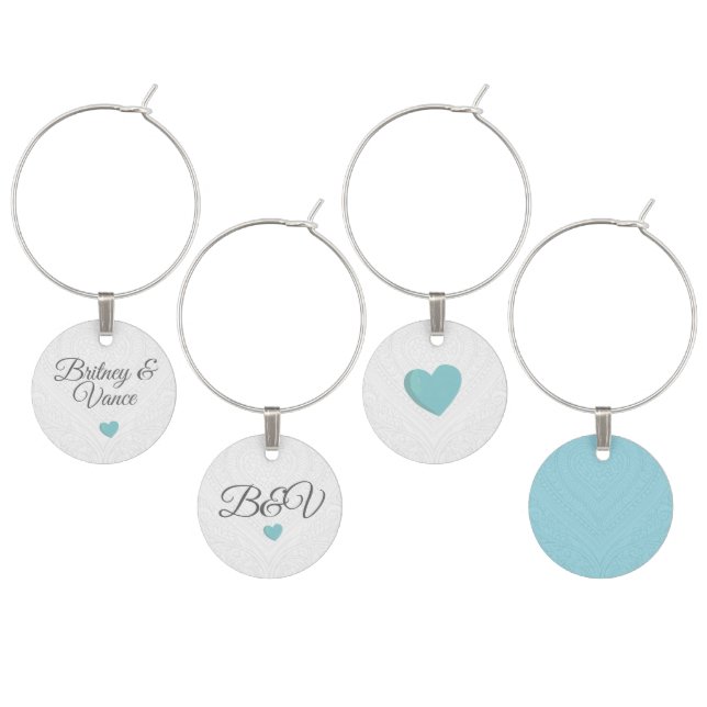 Personalized Wedding Wine Charms (Staggered)
