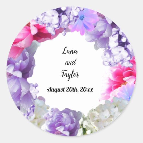 Personalized Wedding Wreath Bouquet Sticker