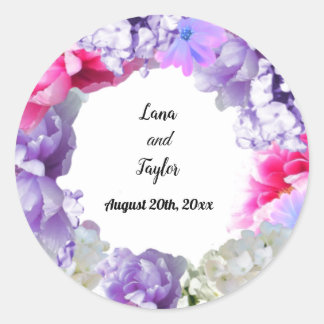 Personalized Wedding Wreath Bouquet Sticker