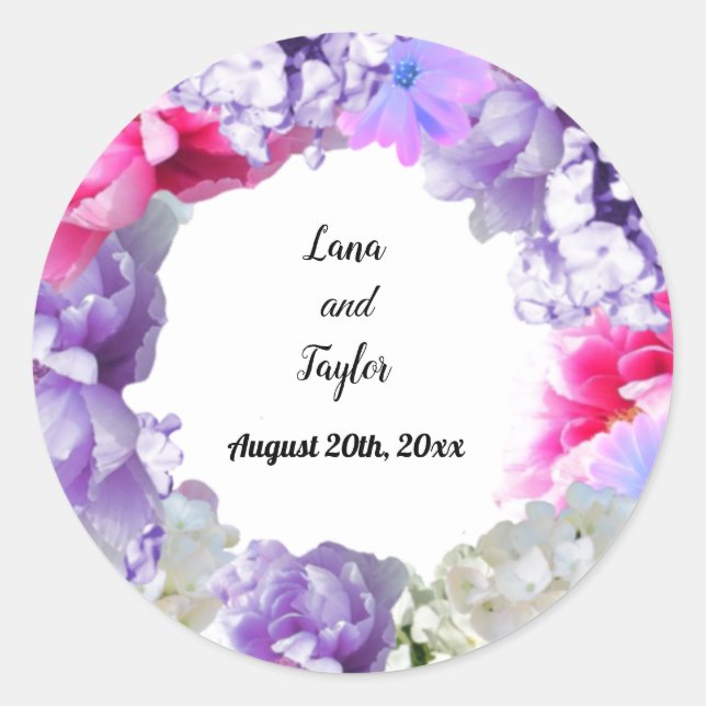 Personalized Wedding Wreath Bouquet Sticker (Front)