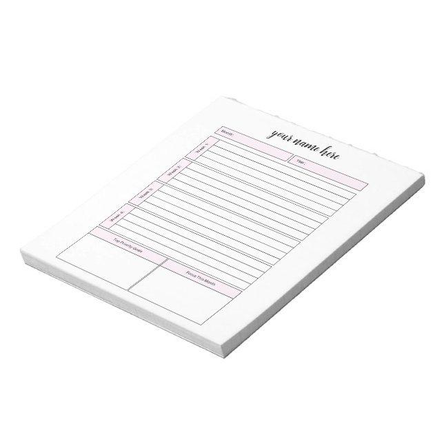 Personalized Week Planner Notepad (Rotated)