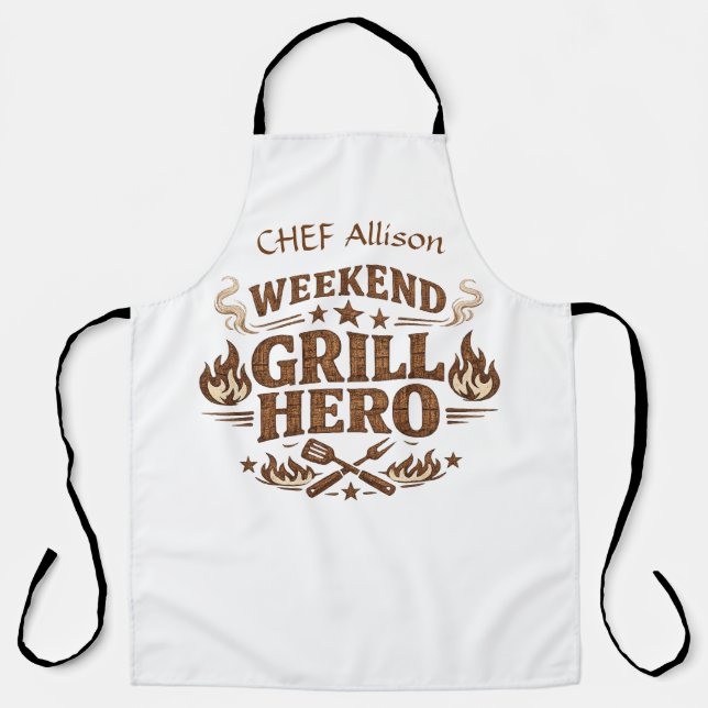 Personalized Weekend Grill Hero BBQ Apron | Custom (Front)
