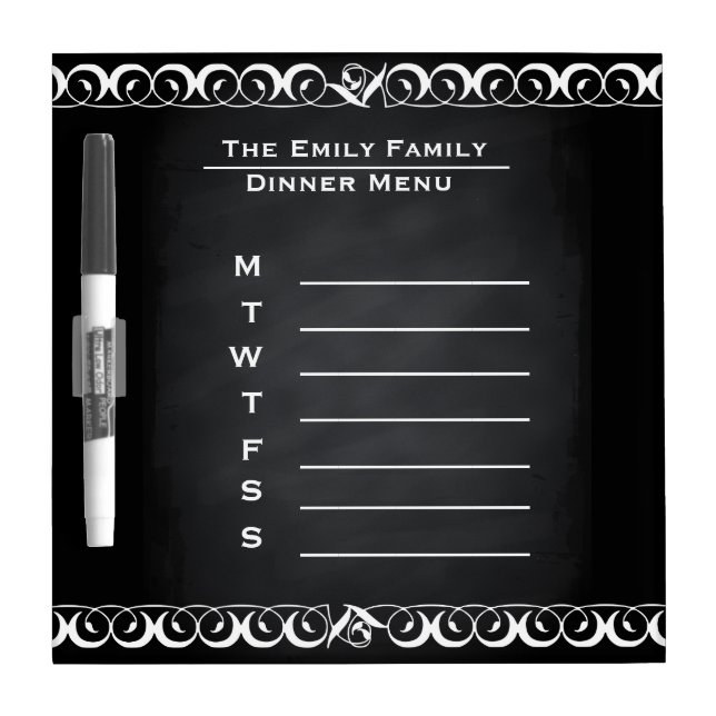 Personalized Weekly Dinner Menu Blackboard Chalk (Front)