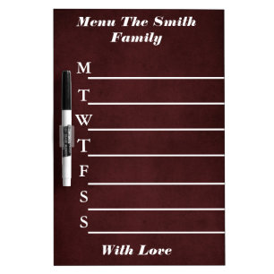Personalized Weekly Dinner Menu Dry-Erase Board