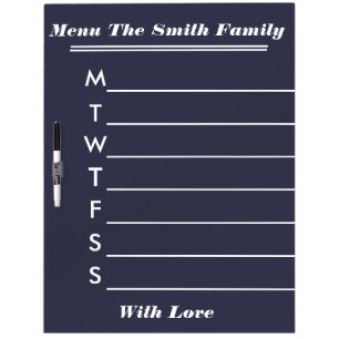 Personalized Weekly Family Menu Chalkboard Dry-Erase Board