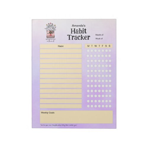 Personalized Weekly Habit Tracker Pastel Purple Notepad