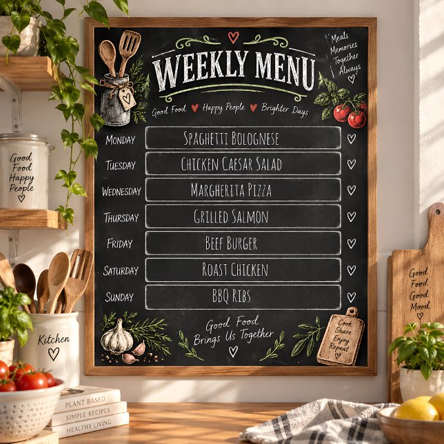 Personalized Weekly Meal Planner Editable Menu Poster (Creator Uploaded)