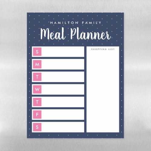 Personalized Weekly Meal Planner  Shopping List Magnetic Dry Erase Sheet