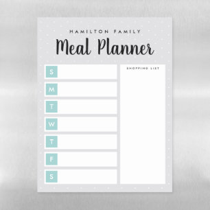 Personalized Weekly Meal Planner & Shopping List Magnetic Dry Erase Sheet