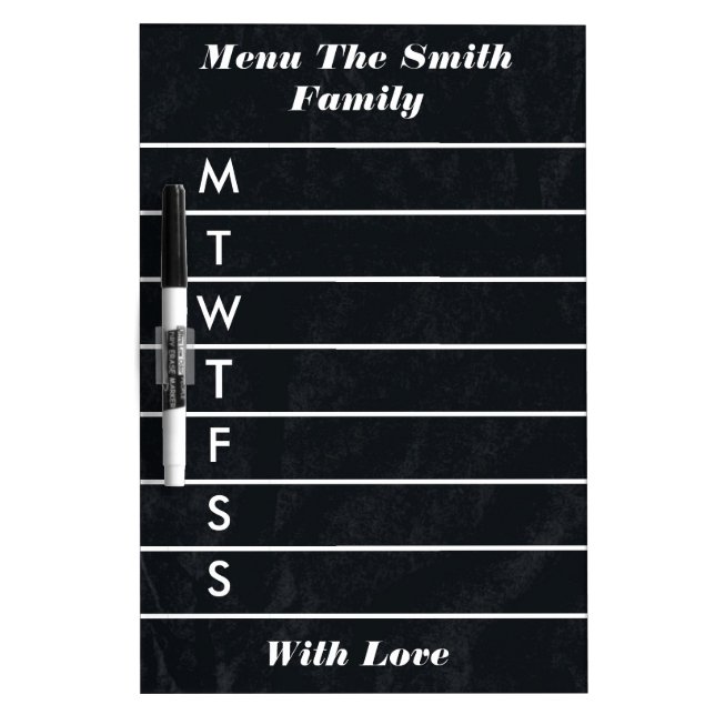 Personalized Weekly Menu Blackboard Chalk Kitchen (Front)