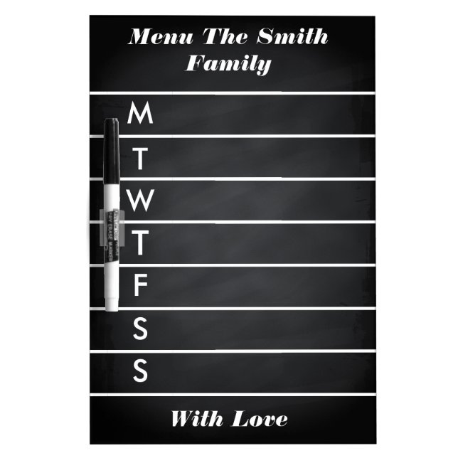 Personalized Weekly Menu Blackboard Chalk Kitchen (Front)