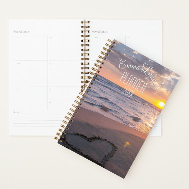 Personalized Weekly, Monthly Sunset Beach Name Planner (Display)