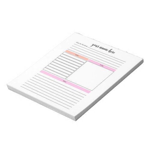 Personalized Weekly Overview Planner Notepad