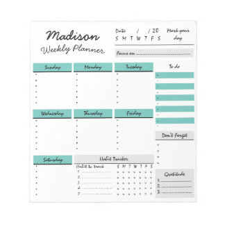 Personalized Weekly Planner Custom Notepad