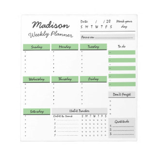 Personalized Weekly Planner Custom Notepad