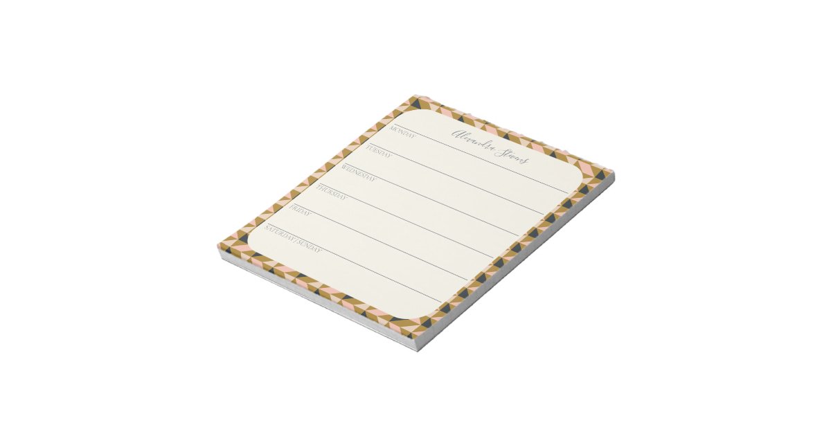 Personalized Weekly Planner | Elegant Geometric Notepad | Zazzle