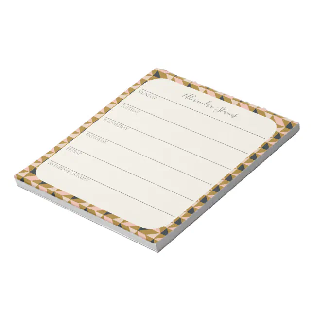 Personalized Weekly Planner | Elegant Geometric Notepad | Zazzle