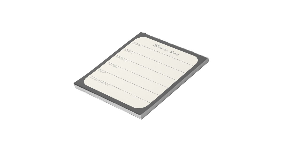 Personalized Weekly Planner in Black Notepad | Zazzle