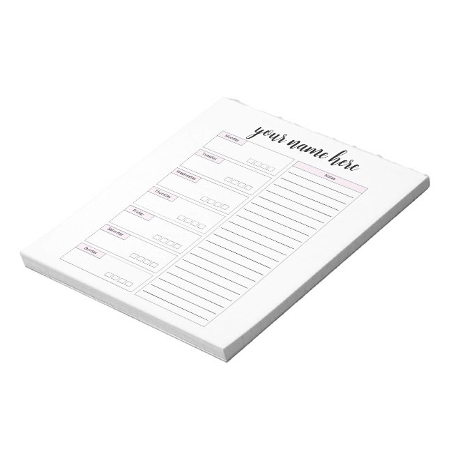Personalized Weekly Planner Notepad (Rotated)