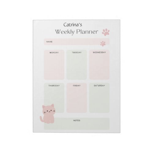 Personalized Weekly Planner Notepad