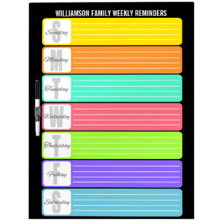 Personalized Weekly Reminder Dry Erase Board