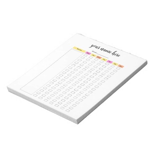 Personalized Weekly Routine Kids Notepad 