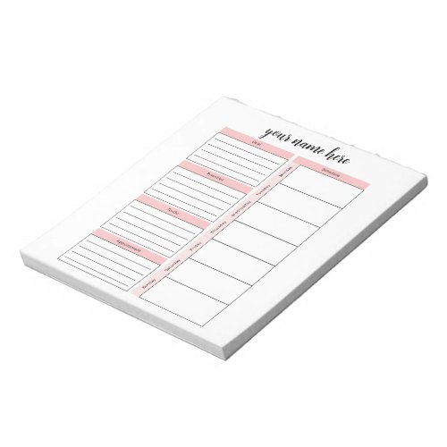 Personalized Weekly Schedule Notepad