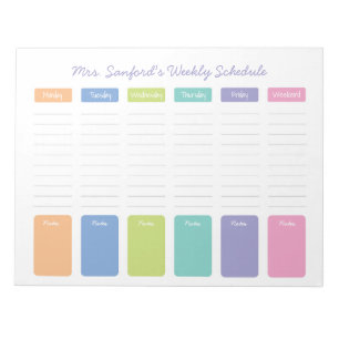 Personalized Weekly Schedule Notepad
