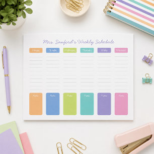 Personalized Weekly Schedule Notepad