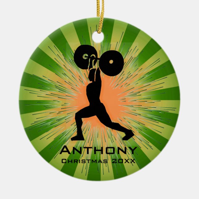 Personalized Weight Lifter Ornament (Front)