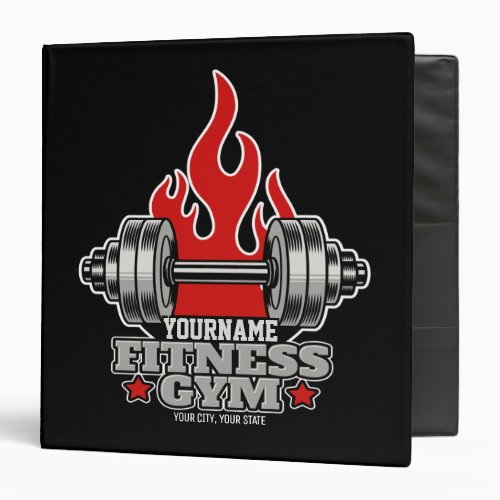 Personalized Weight Lifting Dumbbell Fitness Gym  3 Ring Binder