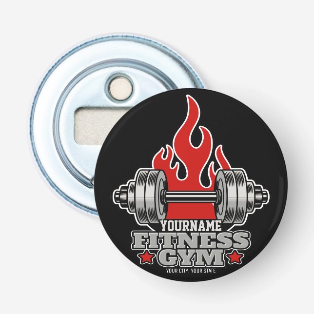 Personalized Weight Lifting Dumbbell Fitness Gym Bottle Opener (Front)