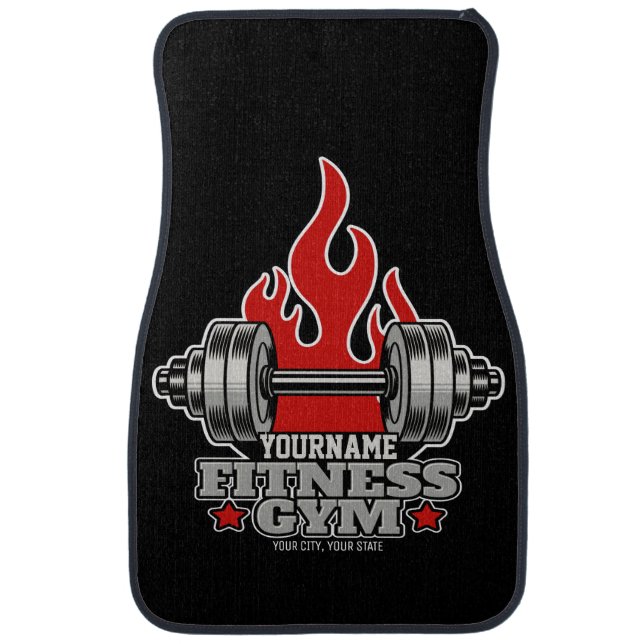 Personalized Weight Lifting Dumbbell Fitness Gym Car Floor Mat (Front)