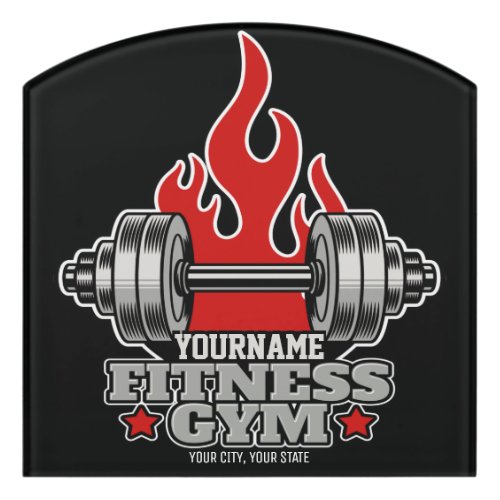 Personalized Weight Lifting Dumbbell Fitness Gym Door Sign