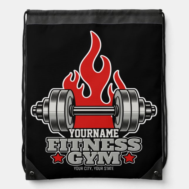 Personalized Weight Lifting Dumbbell Fitness Gym  Drawstring Bag (Front)