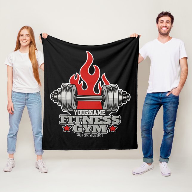 Personalized Weight Lifting Dumbbell Fitness Gym  Fleece Blanket (In Situ)