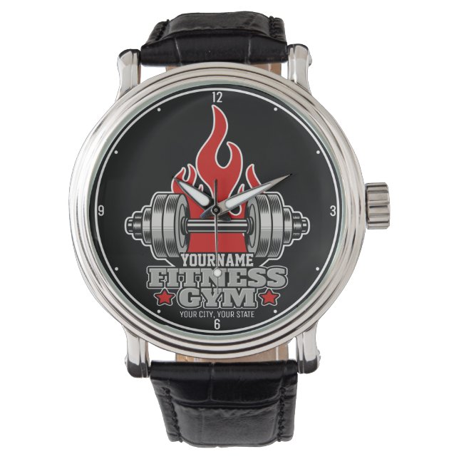 Personalized Weight Lifting Dumbbell Fitness Gym L Watch (Front)