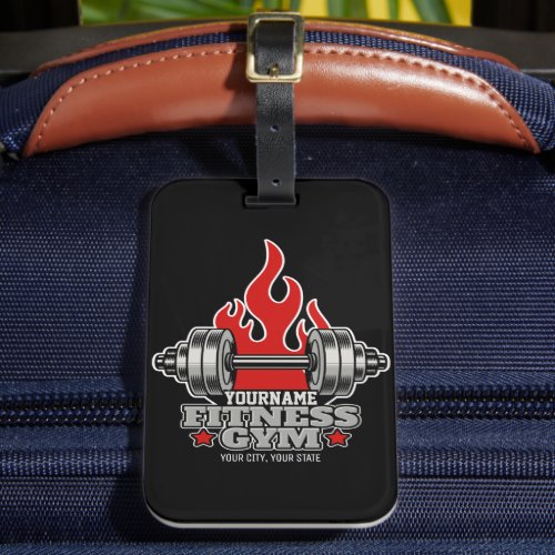 Personalized Weight Lifting Dumbbell Fitness Gym Luggage Tag