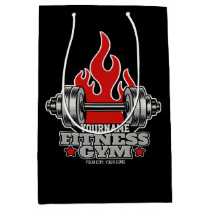 Personalized Weight Lifting Dumbbell Fitness Gym Medium Gift Bag