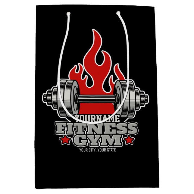 Personalized Weight Lifting Dumbbell Fitness Gym Medium Gift Bag (Front)