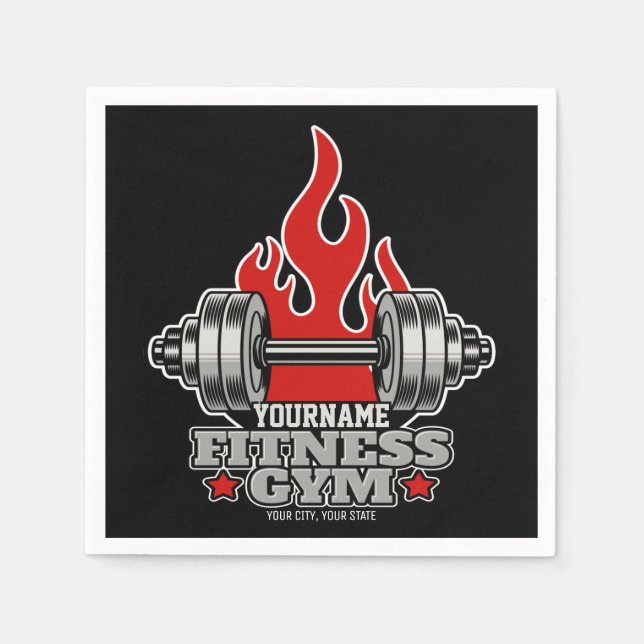 Personalized Weight Lifting Dumbbell Fitness Gym Napkins (Front)