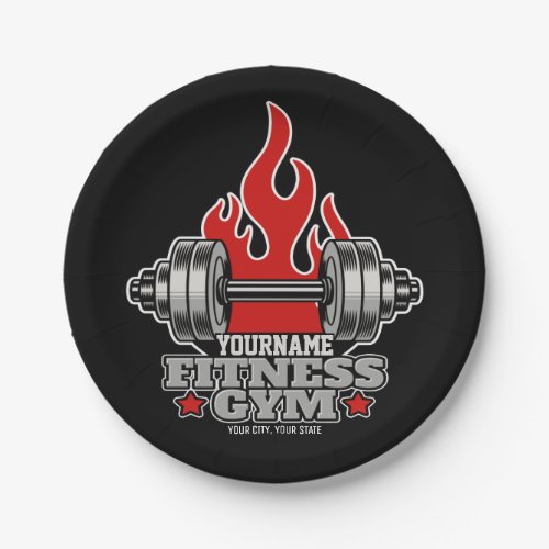 Personalized Weight Lifting Dumbbell Fitness Gym  Paper Plates