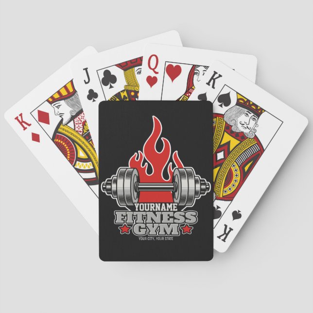 Personalized Weight Lifting Dumbbell Fitness Gym Poker Cards (Back)