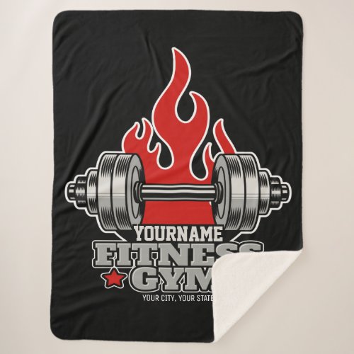 Personalized Weight Lifting Dumbbell Fitness Gym  Sherpa Blanket