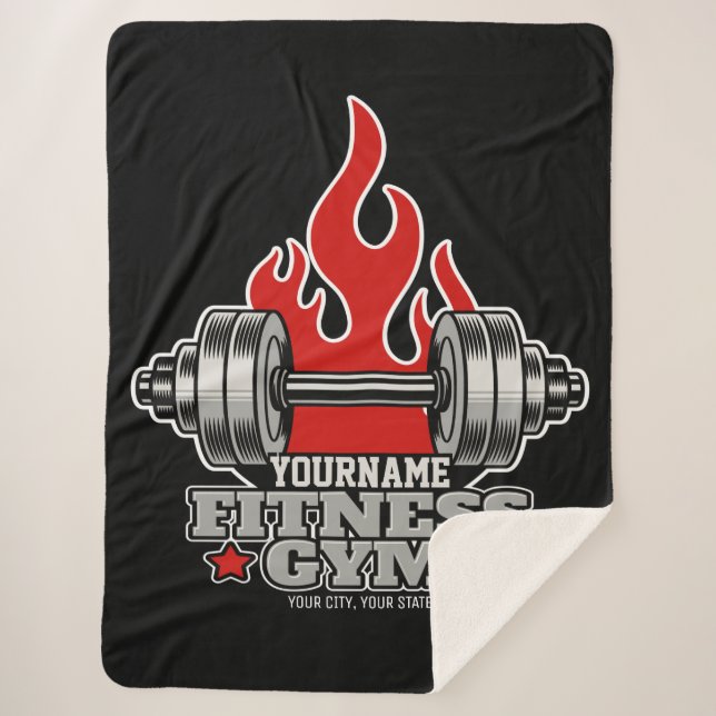 Personalized Weight Lifting Dumbbell Fitness Gym  Sherpa Blanket (Front)