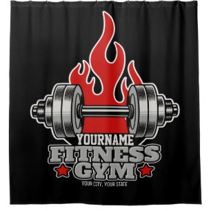 Personalized Weight Lifting Dumbbell Fitness Gym Shower Curtain